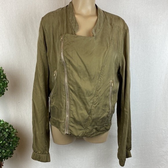 BLANK NYC Brown Zip Up Cropped Style Long Sleeve 89A-9296NO Moto Jacket L - Picture 4 of 7